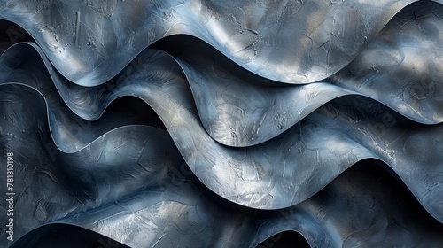  A tight shot of a metal surface exhibiting undulating patterns at its peak and base