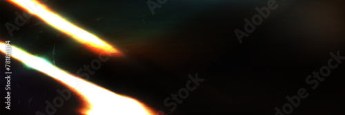 Film and photography leak flare overlay effect. Realistic vector illustration of abstract old photo texture with streak and noise. Optics dust and glare on vintage blurry camera prism and lens.