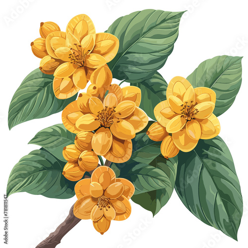 Diospyros Virginiana Flat Colors Cartoon, Isolated Transparent Background Images