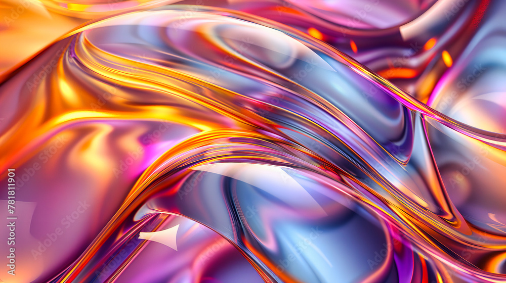 Fototapeta premium Modern Abstract Design with Colorful Wave Pattern, Futuristic Liquid Art Illustration, Vibrant Texture in Purple and Blue