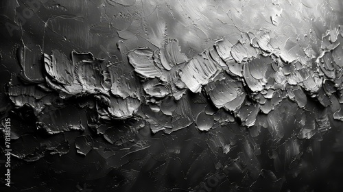   A monochrome image of textured paint applied to a wall photo