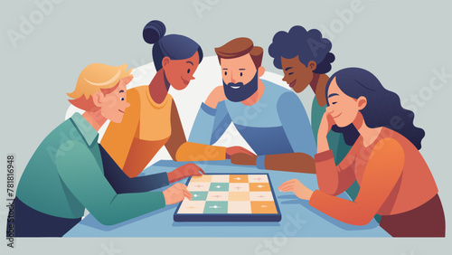 Huddled closely together a group of friends leaned in as one of them triumphantly p a piece on the board claiming a valuable territory. Each