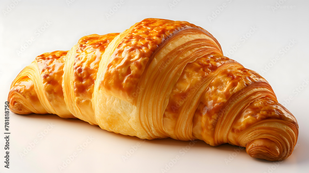 Croissant with chocolate on a white background, close-up Croissant with chocolate on a white background, close-up
