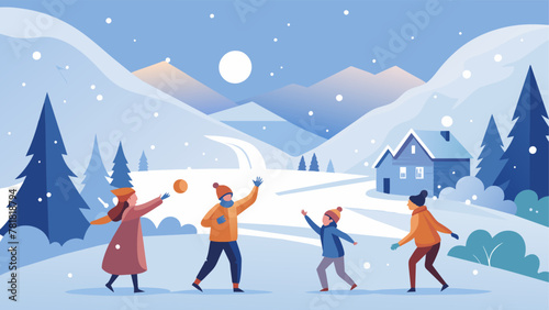 In the middle of a winter wonderland a group of bundledup kids send snowballs flying through the air their laughter ringing out in the crisp