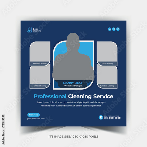 Home Cleaning Service Social Media Banner Design Template 