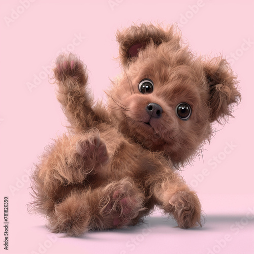 Playful pup rolls on back, ...