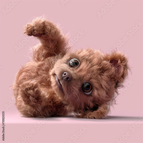 Playful pup rolls on back, ...
