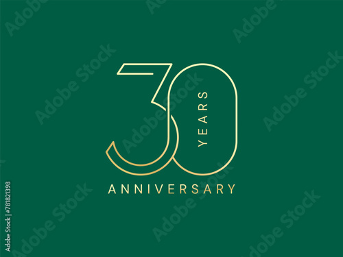 30th Anniversary luxury gold celebration with Connected lines number logo typography vector design concept. Thirty years anniversary gold number template for celebration event, business company, web.