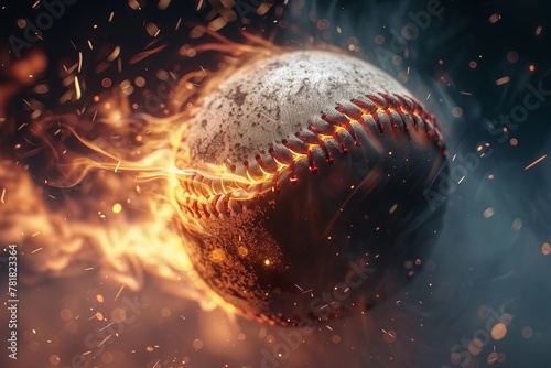 炎に包まれた野球ボール photo