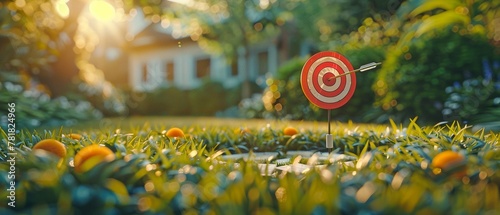 Real estate sales goal met, marketing success principle applied, and the arrow struck the mark. photo