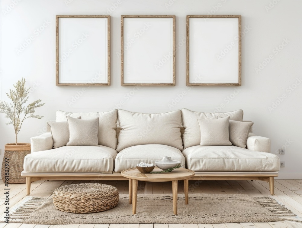 3D Mockup Minimalist Scandinavian Living Room Wooden Frames 3D Mockup Minimalist Scandinavian Living Room Wooden Frames