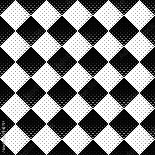Seamless geometrical ring pattern background design - black and white abstract vector graphic from circles