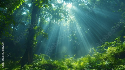 sun rays through the forest © jahanzaib