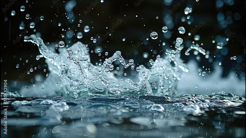 Close up view of a splash during a jump at night. Generative AI. Close up view of a splash during a jump at night. Generative AI.