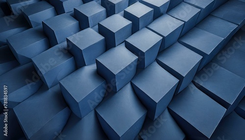 captivating dark blue cubed background  exuding depth and dimension in its intricate geometric arrangement. 