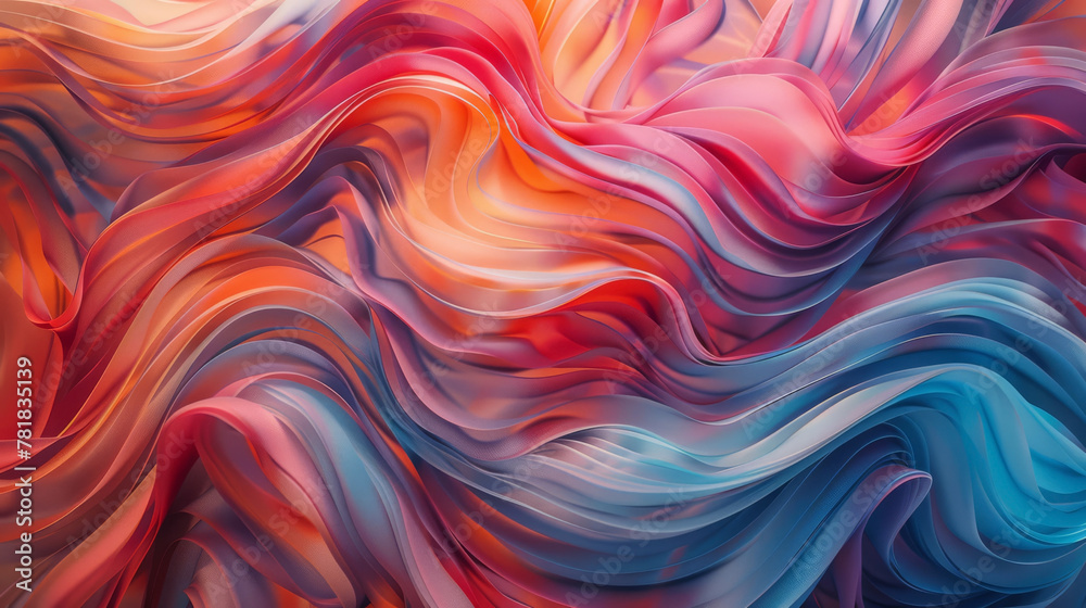 Obraz premium Waves of paint ribbons intertwining, creating a tapestry of color and motion,