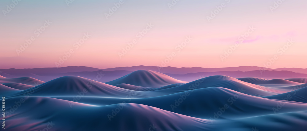 Tranquil Purple Dusk on Smooth Wavy Digital Ocean