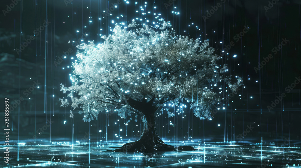 Animated sequence showing the flickering life of a digital tree, its ...
