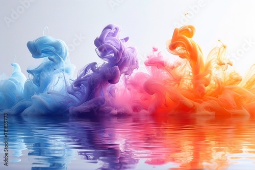 Dynamic Colorful Ink Swirls in Water Abstract Background