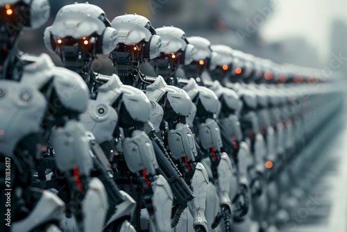 Wallpaper Mural robot army Marching with advanced weapons Ready to protect against threats Torontodigital.ca
