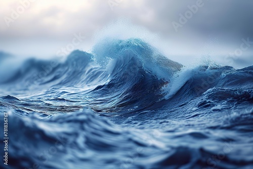 foamy waves rolling up in ocean photo