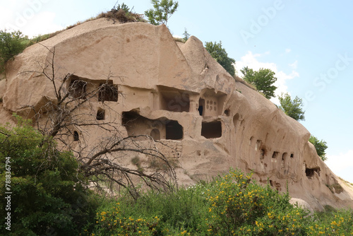 A big dovecote, pigeon house at the end of the Pigeon Valley, Güvercinlik Vadisi, close to Uchisar, Cappadocia, Turkey photo