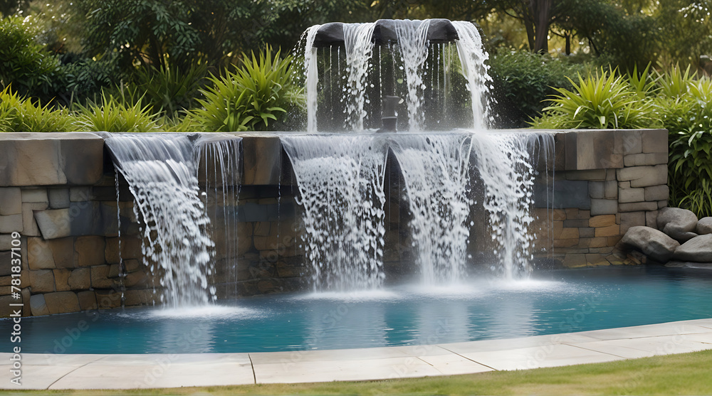 Outdoor home modern water feature fountain waterfall as wide banner with copy space area for garden landscape, modern house fountain, sprinkler
Outdoor home modern water feature fountain waterfall as wide banner with copy space area for garden landscape, modern house fountain, sprinkler