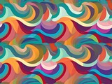 Colorful geometric seamless repetitive curvy waves pattern texture background.
