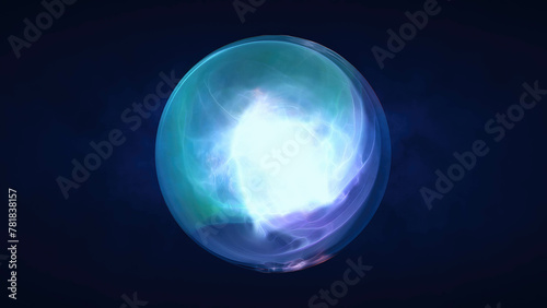 Blue translucent glass energy futuristic magic round ball liquid plasma sphere. Abstract background. Video in high quality 4k  motion design