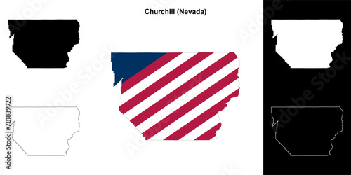 Churchill County (Nevada) outline map set