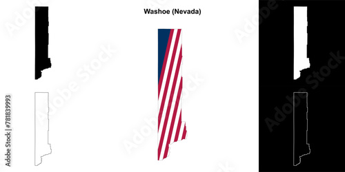 Washoe County (Nevada) outline map set photo