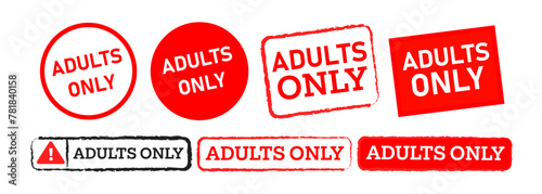 adults only rectangle square and circle stamp label sticker sign for restricted content photo