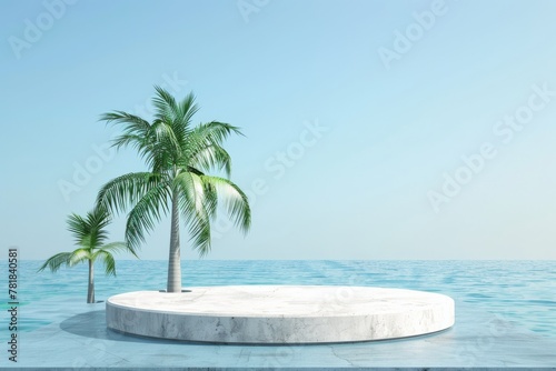 podium 3d sky holiday vacation stage water island for beautiful display beauty product mock up for cosmetic or product Promotion advertising banner Luxury