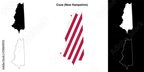 Coos County (New Hamshire) outline map set