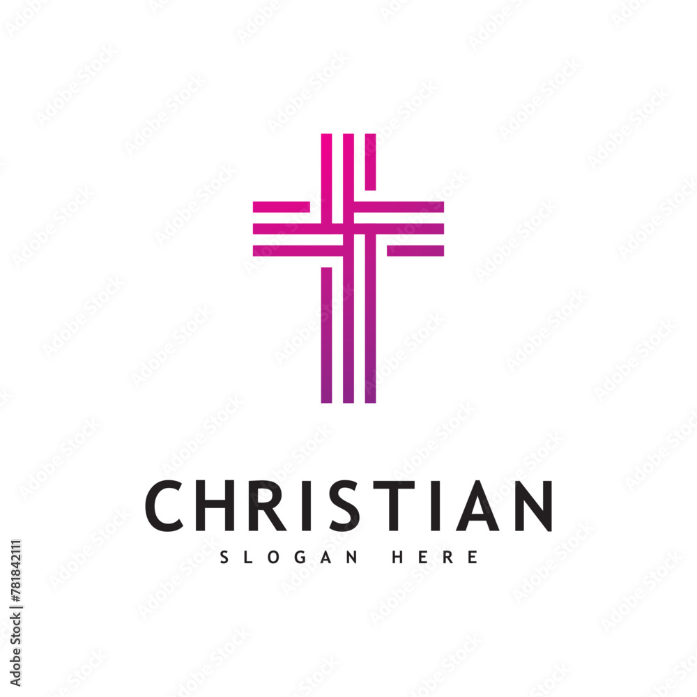 Fototapeta premium Christian Church logo creative Cross design vector