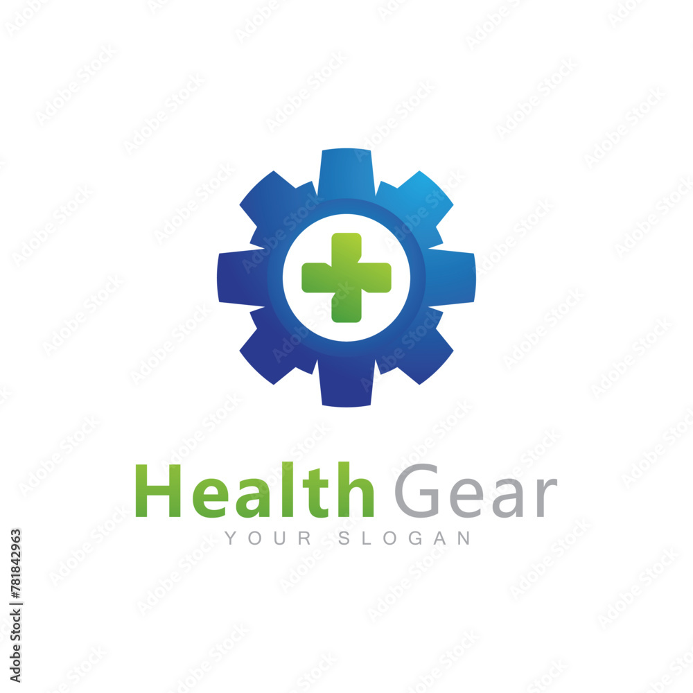 Obraz premium Medical gear Logo Vector Template, Creative Pharmacy Logo vector design