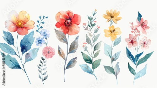watercolor flower series inspired by the four seasons, capturing the essence of each season through its distinctive blooms and colors   photo
