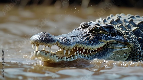 Powerful Crocodile Lurking Beneath the African River Surface Emphasizing the Hidden Dangers of the Wilderness