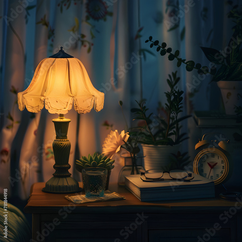 Soothing Scene of Typical Nighttime Routine with Bedside Essentials