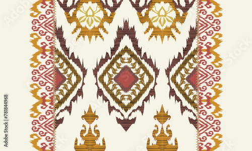 Hand draw Ikat floral paisley embroidery geometric ethnic oriental pattern traditional.Aztec style abstract vector illustration.great for textiles, banners, wallpapers, wrapping vector.