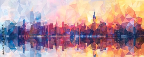 City skyline transformed into abstract geometric art. © taelefoto
