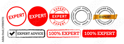 expert rectangle and circle stamp seal badge label sticker sign for certified business