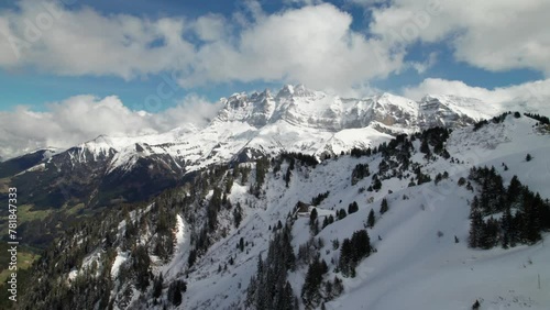 Wallpaper Mural Dents du Midi mountains in the Swiss Alps, 4K aerial Torontodigital.ca