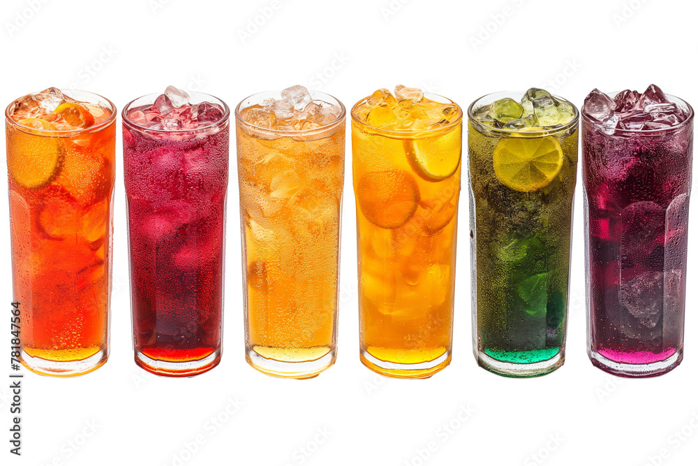 Variety of refreshing summer drinks on a transparent background Variety of refreshing summer drinks on a transparent background