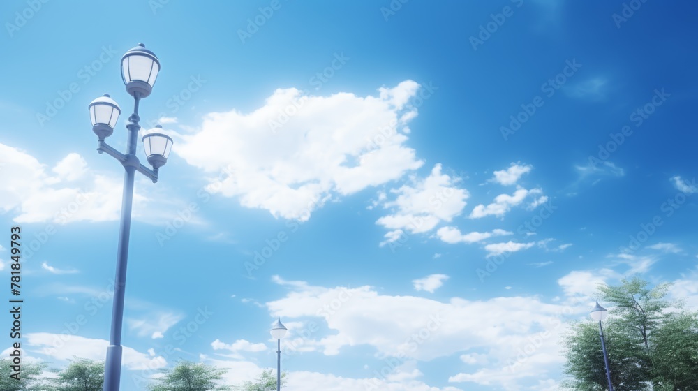 Realism style lighting, realistic lighting on the background of the blue sky Realism style lighting, realistic lighting on the background of the blue sky