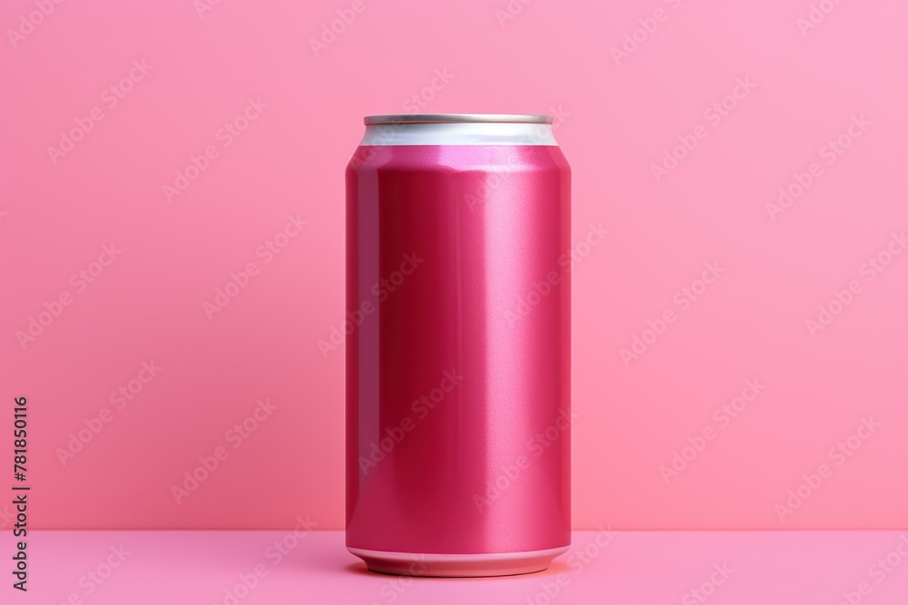 Pink soda can mockup on pink background. Pink soda can mockup on pink background.