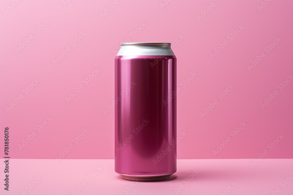 Aluminum soda can on pink background. Minimalistic concept. Aluminum soda can on pink background. Minimalistic concept.