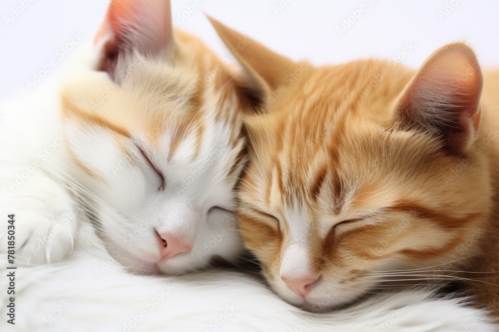 Two cats hugging each other while sleeping. Two cats hugging each other while sleeping.