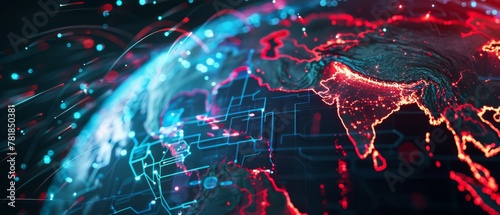 Cyber globe featuring America's strategic military cyber defense networks and alliances, © FoxGrafy