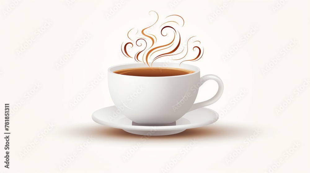 Illustrate a sleek, minimalistic coffee cup with swirling steam, against a clean, crisp white background, exuding warmth and comfort, ideal for a coffee shop or morning routine promotion Vector, clean Illustrate a sleek, minimalistic coffee cup with swirling steam, against a clean, crisp white background, exuding warmth and comfort, ideal for a coffee shop or morning routine promotion Vector, clean